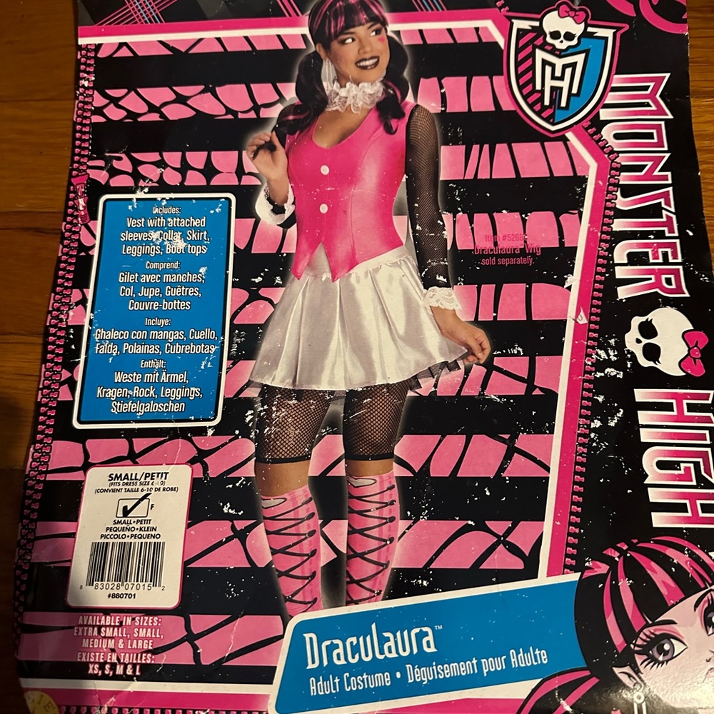Monster High Draculara Costume - Pink, Black, and White